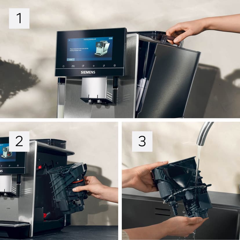 Siemens EQ900 TQ907D03 Fully Automatic Coffee Machine, App Control, Full-Touch Display, Barista Mode, Noise Reduction, Up to 10 Profiles, Automatic Steam Cleaning, 2 Bean Containers, 1500 W, Stainless - 7