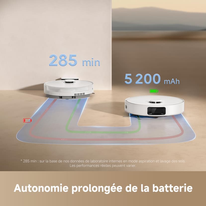 DREAME D20 Robot Aspirateur, 13 000 Pa, Brosse Duo pour Poils d'Animaux, Navigation Laser, Aspirateur et Laveur 2-en-1, Sols Durs et Tapis/Moquettes, Batterie 5 200 mAh, Application et Commande Vocale - 6