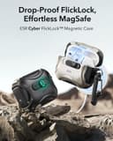 ESR Coque pour AirPods Pro 3 (2025), Compatible avec Les AirPods Pro 3e Génération (câble USB-C), MagSafe Simplifié, Verrouillage Antichute, Ouverture Facile, Série Cyber, Titane - 3