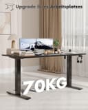 Devoko Electric Standing Desk 160x70cm, Height Adjustable Desk Ergonomic Stand up Table with 2 Memory Preset,Rustic Brown - 6