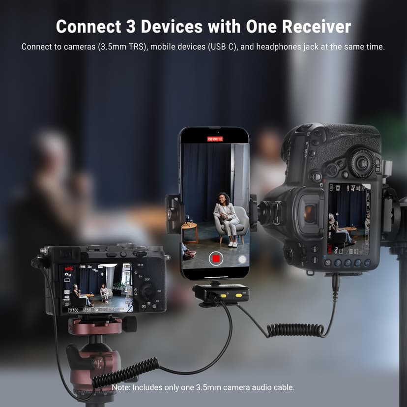 NEEWER CM28 (1 RX + 2 TX + Charging Case), Wireless Lavalier Microphone, Smart Noise Cancelling, 48KHz/16Bit 9 Hrs Uncompressed Recording, 656ft/200m Range, Lav Mic for iPhone, Android, Camera - 2