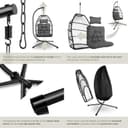 tectake® Luxurious Egg Chair with Stand, Thick Cushions, Polyrattan Weave, Rotatable & Height-Adjustable, Steel Frame, Incl. Protective Cover - Ideal Hammock Chair for Garden, Patio & Balcony - Grey - 5