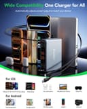 HATALKIN Multi Charger USB C 105W 4 Retractable Charging Station, 4 Ports GAN Chargers and Adapters, for iPhone 17/17 Pro/16/15/14/13, iPad, MacBook Air Series/Samsung Galaxy Tab S8 Series - 3