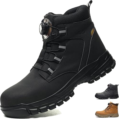 COOU Steel Toe Cap Boots Mens Womens Waterproof Work Boot…