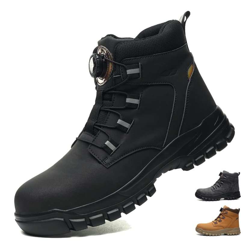 COOU Steel Toe Cap Boots Mens Womens Waterproof Work Boot… - 1