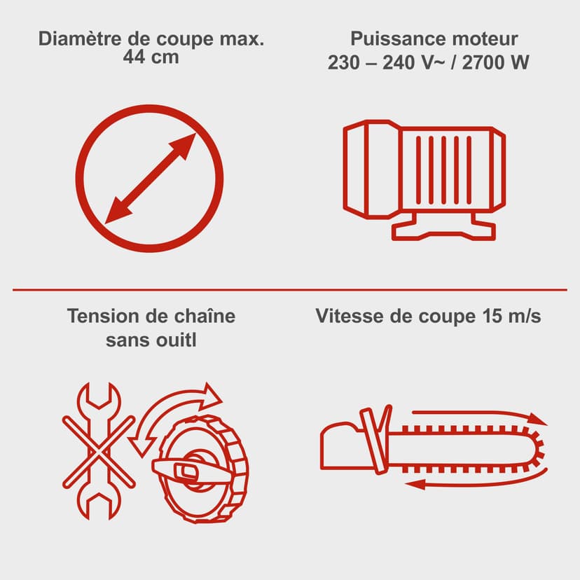 Scheppach Tronçonneuse Electrique CSE2600 | 2400W | Chaîne et Guide Procut 45,5cm | Lubrification automatique de la chaîne | Frein de chaîne intégré | Etui du guide inclus | Légère et Compacte - 6