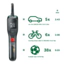 Bosch Electric Bike Pump/Air Pump/Mini Compressor EasyPump (3.0 Ah battery; 3.6 Volt; Autostop function; 150 PSI; 10.3 bar; LED; recharge via USB-C cable, 3x Adapter; Quick Connect Plug, Bicycle Bag) - 5