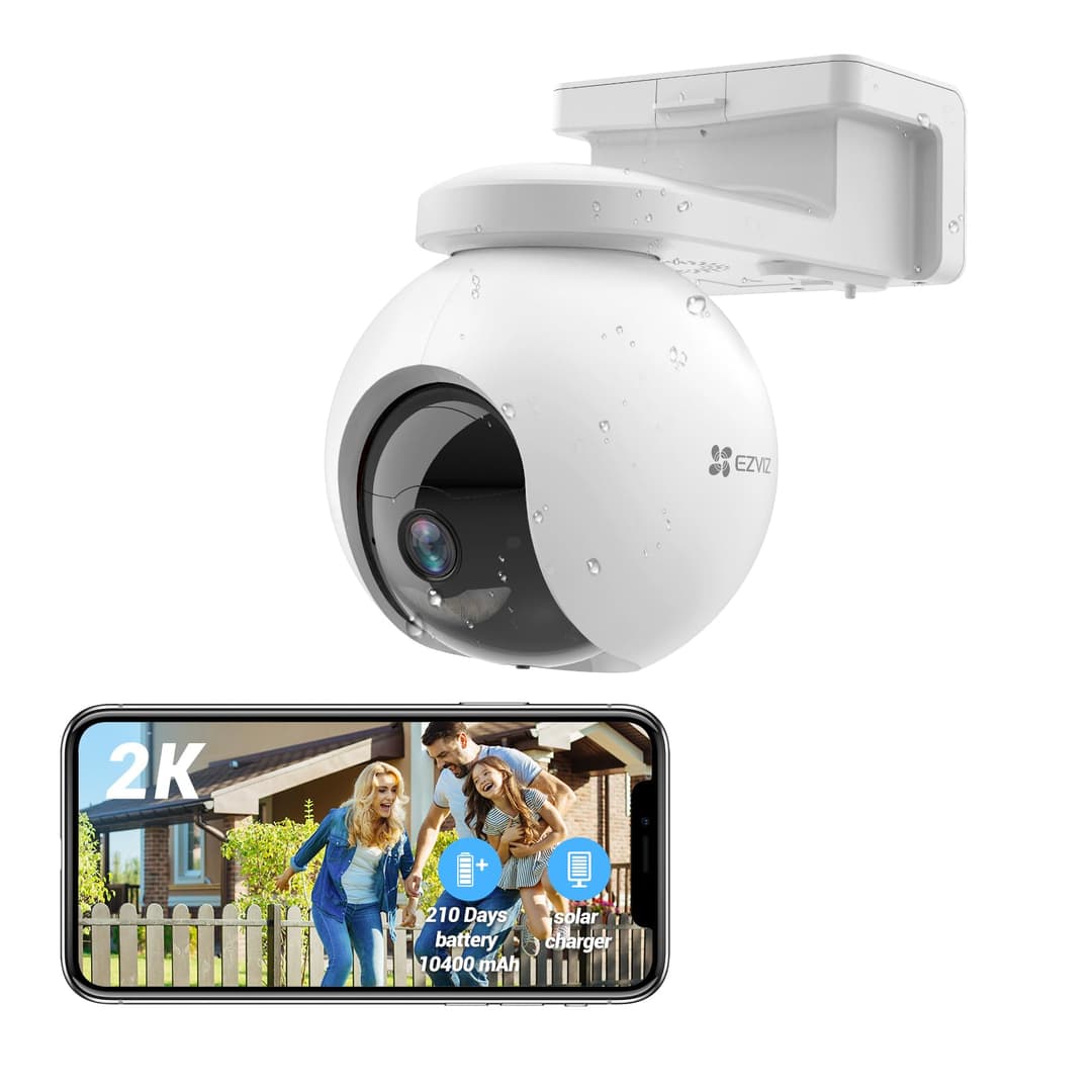 EZVIZ 2K Camera Surveillance WiFi Extérieure sans Fil sur Batterie 10400mAh avec Suivi Auto, Détection de Personne, Vision Nocturne en Couleur, Audio Bidirectionnel, Défense Active, Type C, CB8