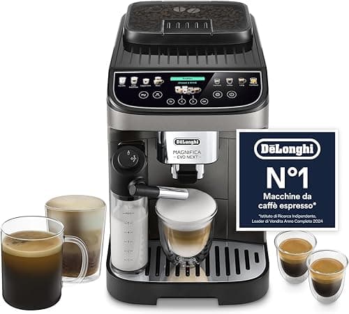 De'Longhi Magnifica Evo Next ECAM312.80.TB, Automatic Coffee Machine with Automatic Milk Frother, Bean for Cup- Coffee and Cappuccino Machine with Intuitive Touch Screen, Black/Titanium