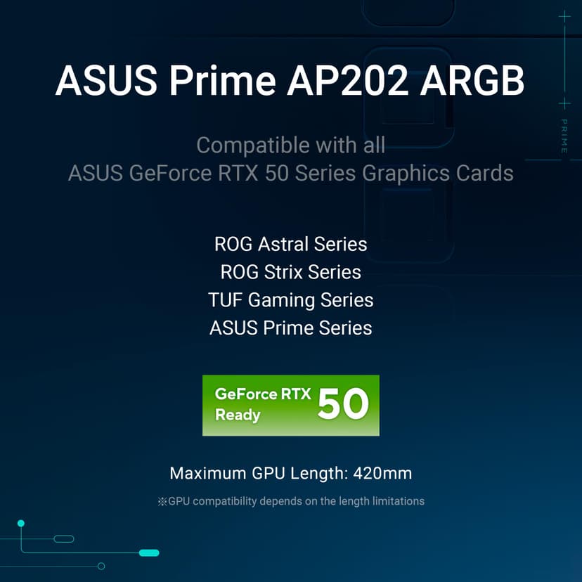 ASUS Prime AP202 ARGB Coque mATX Blanche avec Verre incurvé entièrement trempé, Prend en Charge Les Cartes Graphiques jusqu'à 420 mm de Long, radiateurs de 360 mm de Long, Rail Facile à détacher - 8