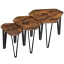 VASAGLE Nesting Coffee Table, Set of 3 End Tables for Living Room, Stacking Side Tables, Sturdy and Easy Assembly, Steel Frame, Industrial Style, Rustic Brown and Black LNT14BX - 1