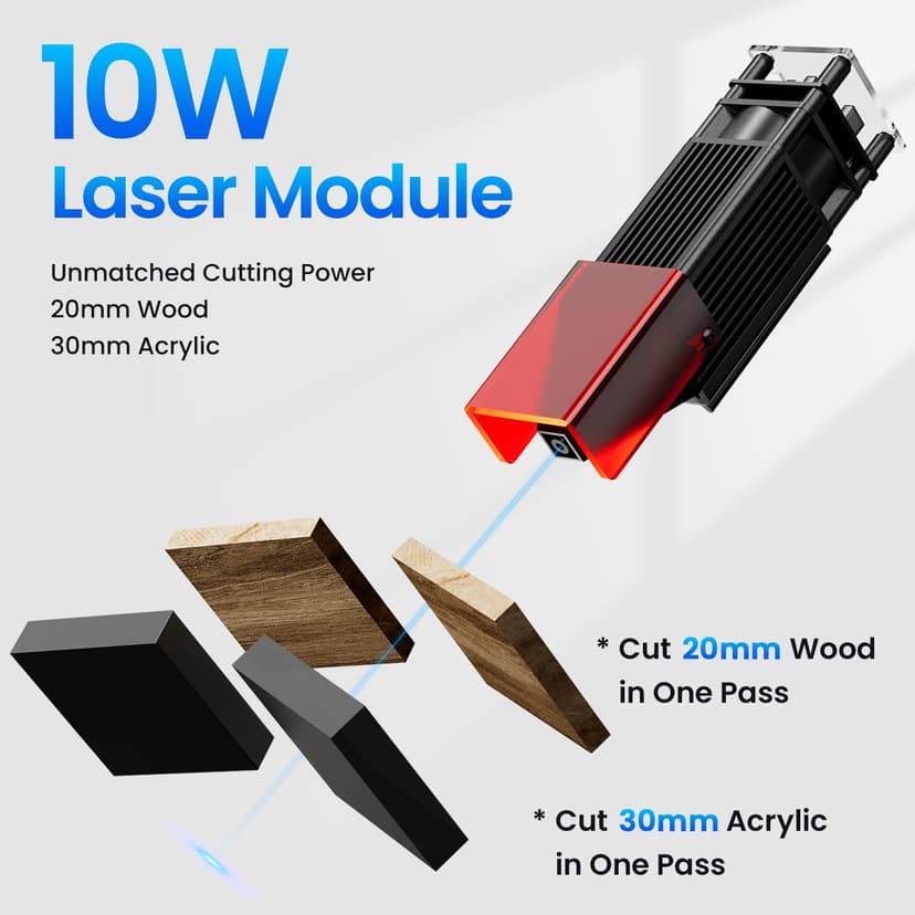 LONGER RAY5 60W, machine de découpe laser entièrement améliorée avec puissance laser de 10W, spot de 0,06 × 0,06 mm et fonction 4-en-1 hors ligne, idéale pour graver bois, verre, acrylique et métal. - 2