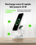 Belkin BoostCharge Station de Charge 3-en-1 Pliable, Chargeur Induction Compatible MagSafe, certifié Qi2, 15 W, pour iPhone 17, Air, Apple Watch, AirPods, Pixelsnap, Adaptateur 36W Inclus - Blanc - 3