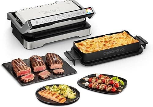 Tefal OptiGrill 4-in-1 XL Contact Grill with Baking Bowl, Foldable, Table Grill, 12 Programs, Cooking Step Display, Electric Grill, Oven, GC784D10