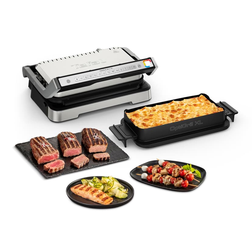 Tefal OptiGrill 4-in-1 XL Contact Grill with Baking Bowl, Foldable, Table Grill, 12 Programs, Cooking Step Display, Electric Grill, Oven, GC784D10 - 1