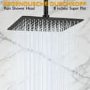 Bubuny Rain Shower Head Square Stainless Steel Shower Head 20 x 20 cm Adjustable Square with Self-Cleaning Nozzles Black - 2
