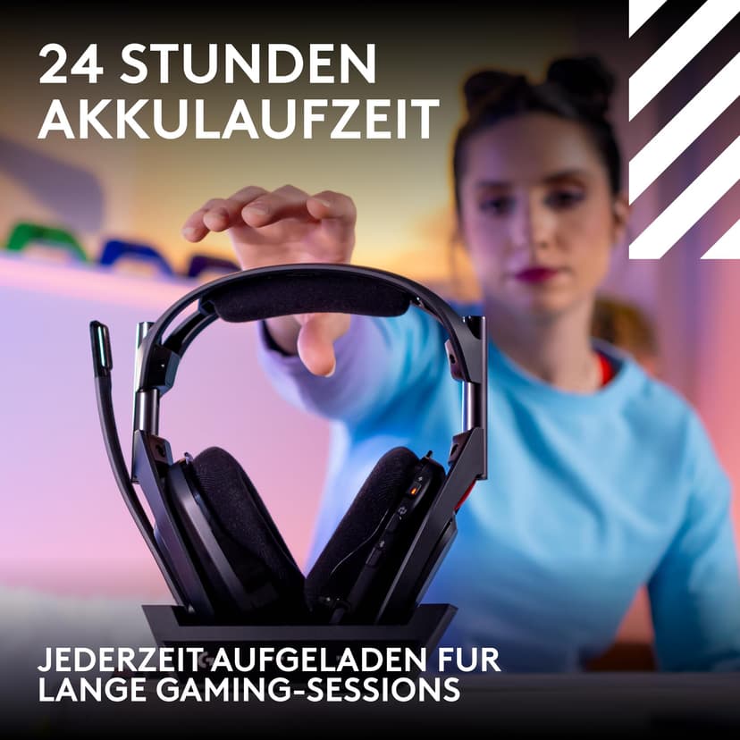 Logitech G Astro A50 LIGHTSPEED, casque gaming sans fil + station d’accueil (Gen 5), PRO-G GRAPHENE, basculement entre 3 systèmes, USB-C vers Xbox, PS5, PC, Nintendo Switch, Switch 2, Bluetooth - Noir - 8