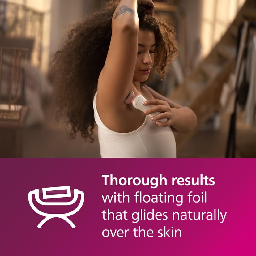 PHILIPS Lady Shaver Series 6000 Wireless Razor with 6 Accessories Body Exfoliating Glove Bikini Zone Trimmer (Model BRL146/00), White/Pink - 3