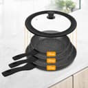 Talifoca Universal Glass Lid, Black, 28/30/32 cm, Tempered Glass & Silicone, Heat Resistant, Steam Hole, Dishwasher & Microwave Safe - 2