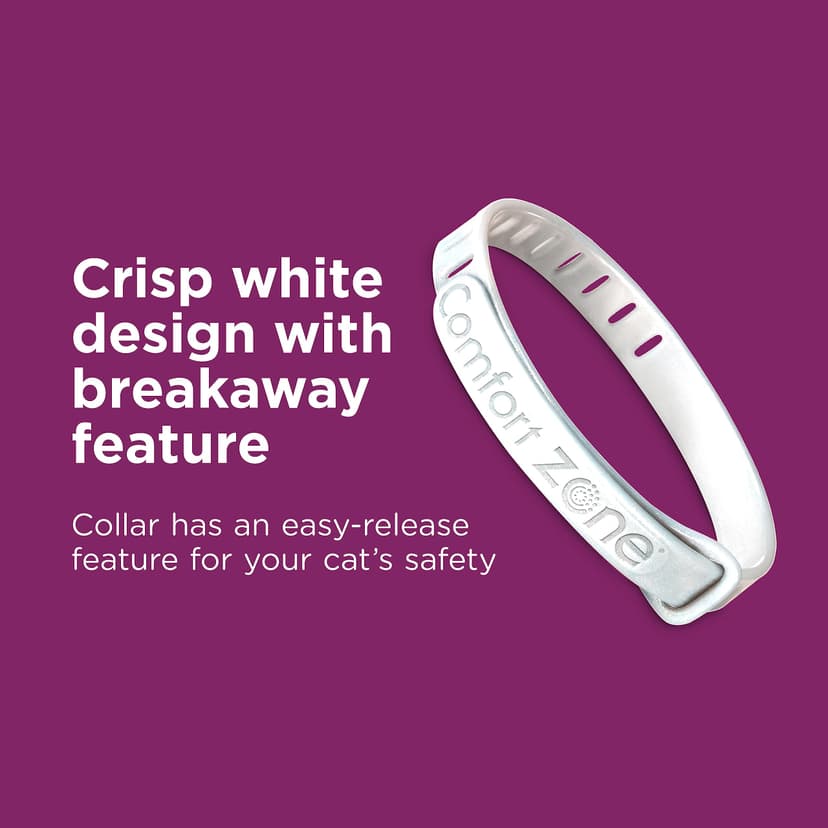 Comfort Zone Cat Calming Pheromone Collar, Anxiety and Stress Relief Aid, Breakaway Design,White - 5