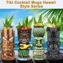Tiki Mugs Glasses Mug for Cocktails Set of 4 Large Ceramic Tropical Cups Hawaiian Party Creative Cocktail Glass Drinks Bar Drinkware Premium Tropical Exotic Cute Barware 4 Packs - 2