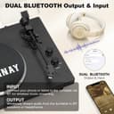 Trynnay Giradischi, Lettore con Contrappeso Regolabile, Bluetooth In/Out, 33/45 RPM, Riproduce Dischi in Vinile da 7/10/12 Pollici, Suono Hi-Fi per gli Appassionati di Musica, Nero - 2