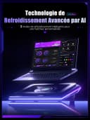 llano V12 Ultra Refroidisseur d'Ordinateur Portable avec Contrôle Logiciel Intelligent de Température, Ventilateur Turbo 5,5 Pouces, 3 Ports USB 3.0 pour Ordinateur Portable 15,6-19 Pouces. - 2
