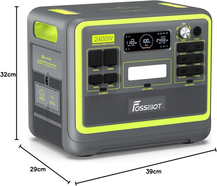 FOSSiBOT F2400 Portable Power Station With 420W solar panel, 2048Wh LiFePO4 solar-generator with 3 x 230V AC Output 2400W (4800W Peak), Applicable to RV/Camping/Home - 2