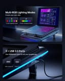 llano V12 Ultra Laptop Cooling Pad with Intelligent Software Control, RGB Gaming Laptop Fan Cooler Stand, 5.5" Turbo Fan, Adjustable Speed, 3*USB 3.0 Ports, Ergonomic Design, for 15.6"-21" Laptops - 7