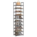 SONGMICS 10-Tier Shoe Rack, Shoe Stand, Space-Saving Shoe Storage, 45 x 28 x 173 cm, Metal Frame, Non-Woven Fabric Shelves, for Hallway, Bedroom, Black LSH010B02 - 1