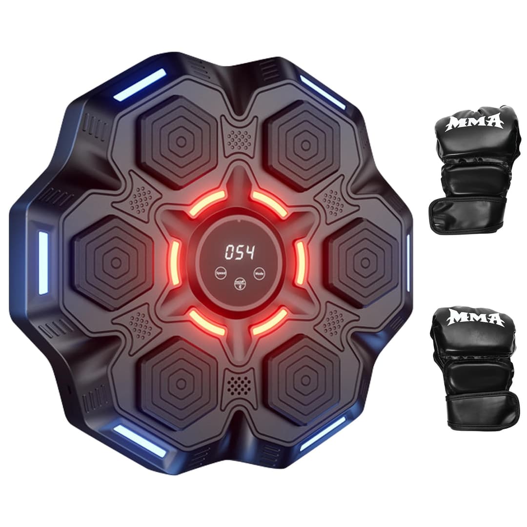 Music Boxing Machine for Adults, Wall Mounted Smart Musical Boxing with Gloves, Workout Punching Machine for Home, Training Equipment (03)