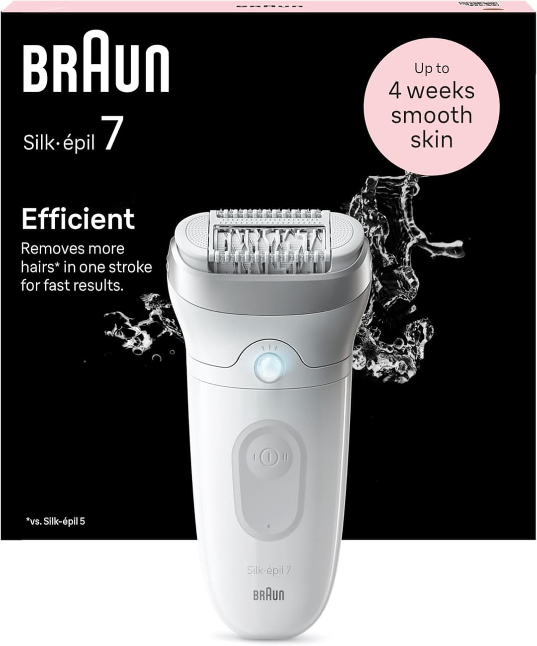 Braun Silk-épil 7 Epilator for Easy Hair Removal, Long-Lasting Smooth Skin, 7-011, White/Silver