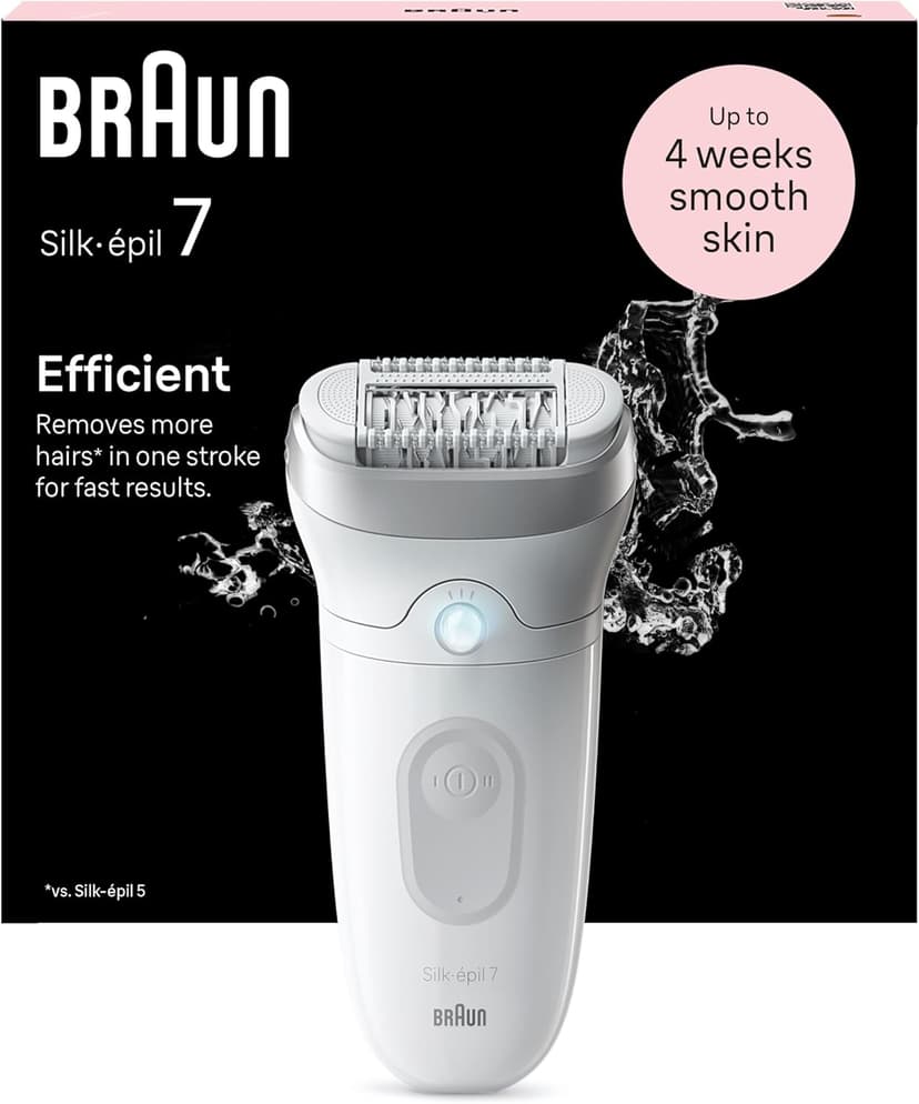 Braun Silk-épil 7, Épilateur Avec Tête Large Pour Épilation Facile, Étanche, Peau Douce Longue Durée, 7-011, Blanc/Argent - 1