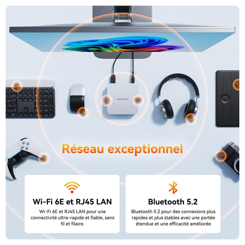 GEEKOM A6 Mini PC avec AMD Ryzen 7 6800H, Radeon 680M(4,7 GHz), 1To SSD 16Go RAM DDR5 (Évolutif, Non-LPDDR), Lecteur SD, Mini Ordinateur de Bureau Windows 11 Pro, Type-C,4 écrans 8K, Boîtier Aluminium - 9