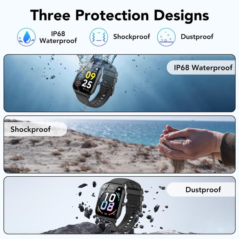 CASCHO Smartwatch Damen Herren, 1.85" HD Smart Watch, 115+ Modi, Fitness Tracker mit Bluetooth Telefonie, Schrittzähler Uhr mit bis zu 30 Tage Standby für iOS und Android - 8