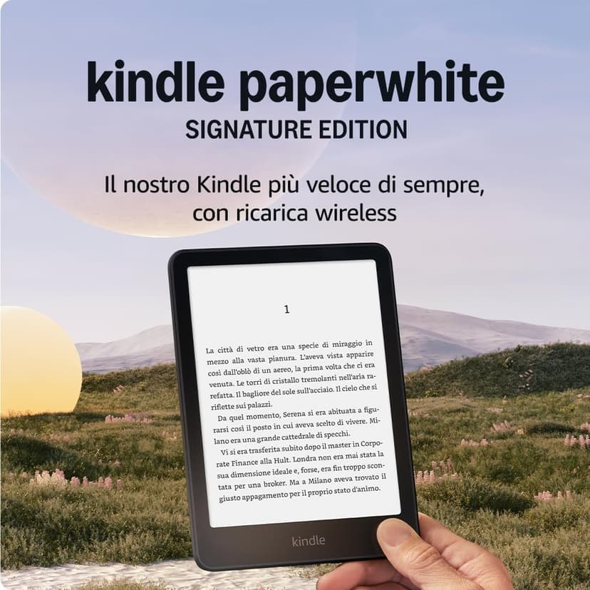 Amazon Kindle Paperwhite Signature Edition (newest gen) – Our fastest Kindle with an auto-adjusting front light, wireless charging and weeks of battery life – 32 GB – Without Ads - Metallic Black - 1