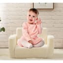 BEJOY Kids Sofa Bed 2-in-1 Flip Out Cuddly Sherpa Toddler Couch Convertible Chair to Lounger Children Sofa Bed Children's Day and Birthday Gift for Girls Boys, White - 2