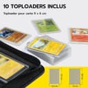 Tolesum Toploader Album pour cartes à collectionner 216, 9 compartiments, 10 pcs 35PT, Classeur pour TCG, cartes MTG, motif vague noire - 3
