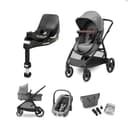 Maxi-Cosi Pack Zelia S Trio Poussette 3 en 1, FamilyFix 360 Base ISOFIX Pivotante - Système de Voyage incl. Siège Auto CabrioFix S i-Size, 0-4 ans, jusqu'à 22 kg, Gris + Base FamilyFix 360 - 1