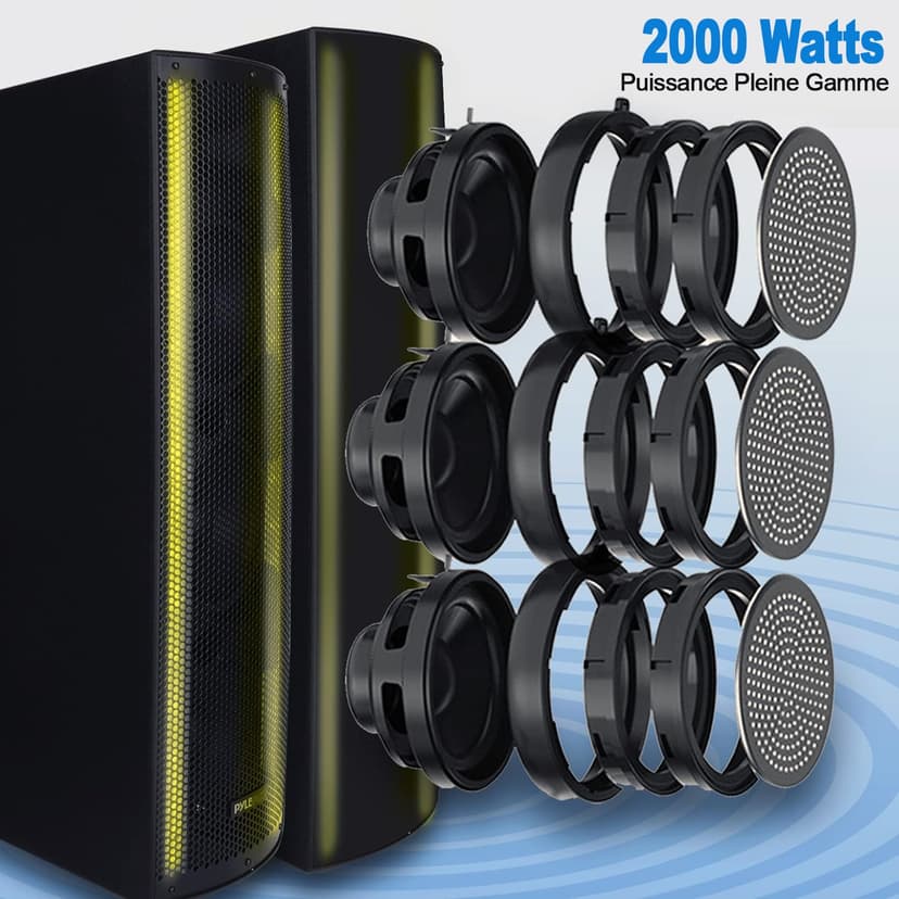 Pyle Portable Bluetooth PA Speaker System - 3-Way Active & Passive Outdoor Bluetooth Speaker Portable PA System w/Microphone In, Party Lights, FM Radio - Tripod, Remote - Pyle PS65ACT,Black - 5