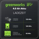 Greenworks Batterie 24V - Puissante Batterie Rechargeable Greenworks pour tous les Outils de Jardin 24V, Batterie Lithium-Ion 4Ah, Chargement Rapide, 3 Niveaux de Charge LED, Garantie 2 Ans - G24B4 - 7