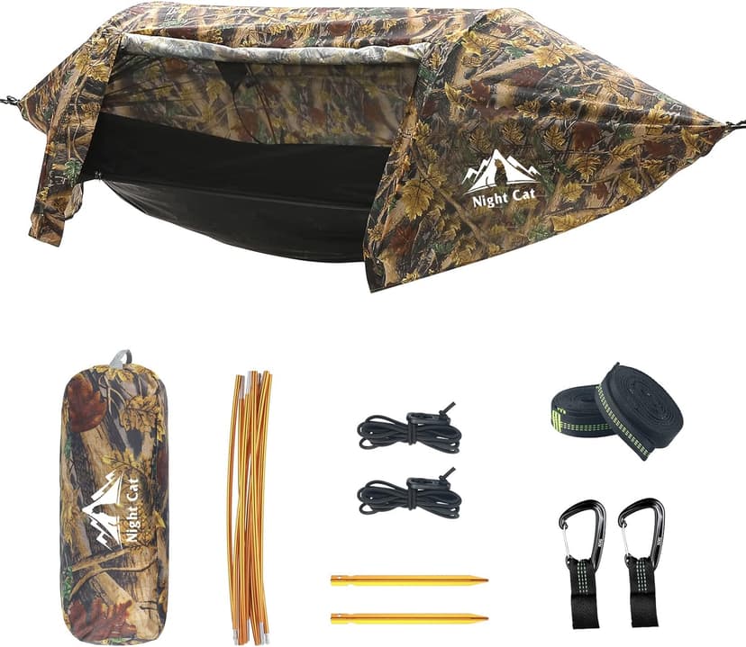 Night Cat Hammock Tent with Mosquito Net Waterproof Rainfly for 1 Person Hiking Camping in Garden Backyard Wild - 1