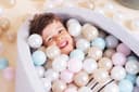 Misioo Smart Ball Pool for Children's Room – 200 Balls – Toy – Machine Washable, Oeko-Tex Certified – 90 x 30 cm, Light Grey – Blue/Yellow/Light Blue - 2