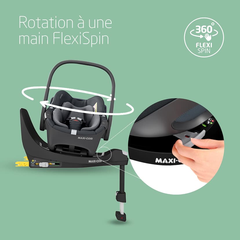 Maxi-Cosi FamilyFix 360 i-Size Base, Rotating Car Seat System, 360 Swivel ISOFIX Base, 0-4 Years (40-105 cm), One-Hand FlexiSpin Rotation, TravelSafe Rotation Control, Click & Go, Black - 3