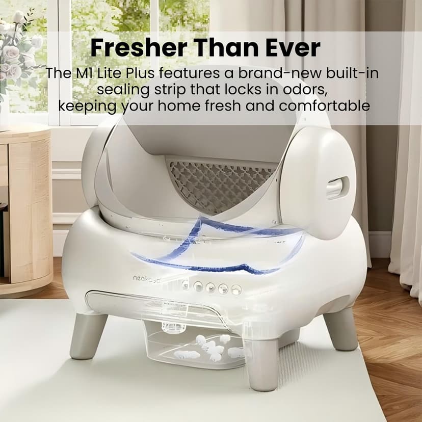 Neakasa M1 Plus Lite Self-Cleaning Cat Litter Tray, Open Top Automatic Litter Box with Large Capacity & App Control, Odour-Free Design for Busy Owners & Multi-Cat Homes, Ideal for Travel - 7