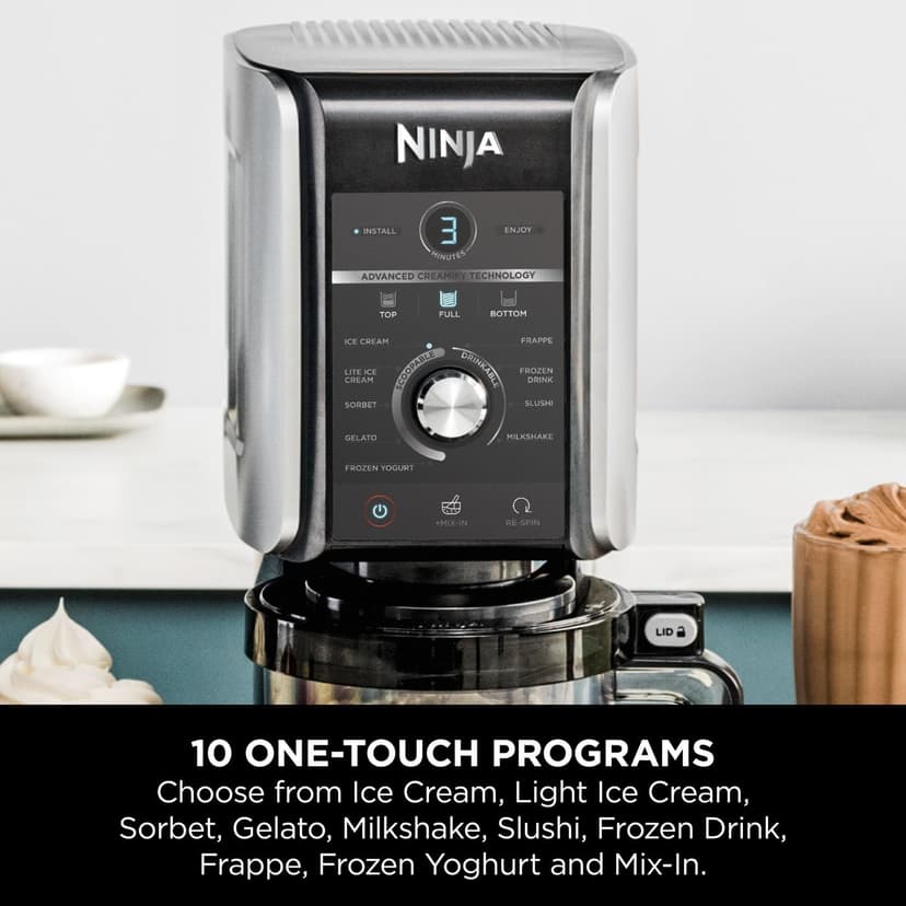 Ninja CREAMi Deluxe Ice Cream Maker & Frozen Dessert Maker with 3 Tubs, 10 Functions, Makes Ice Cream, Gelato, Sorbet, Frozen Yoghurt, Milkshakes, Slushi & More, 2-in-1 Flavour Option, Silver, NC501UK - 4