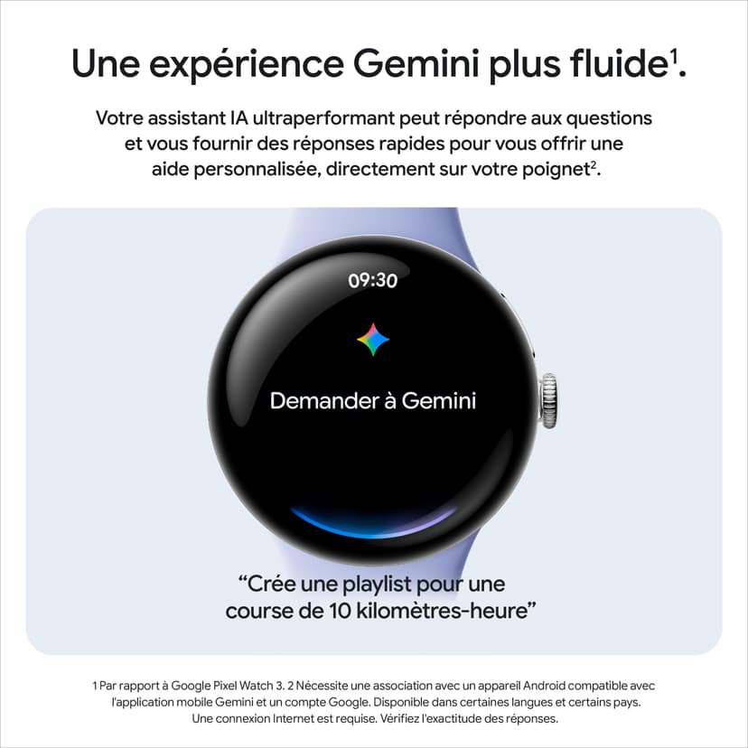 Google Pixel Watch 4 (45 mm) – Montre connectée Android, Suivi des données de santé et de Remise en Forme, et Aide de Gemini – Boîtier en Aluminium Noir Mat – Bracelet Sport Noir Volcanique – Wi-FI - 8