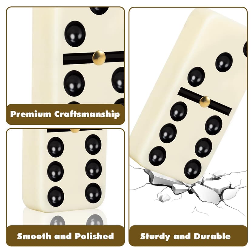 LOVITERRA Double 6 Dominos Set for Adults, Durable 28 Tiles Dominos with 4 Wooden Racks and Carrying Case,Classic Board Games,Portable Travel Game - 3