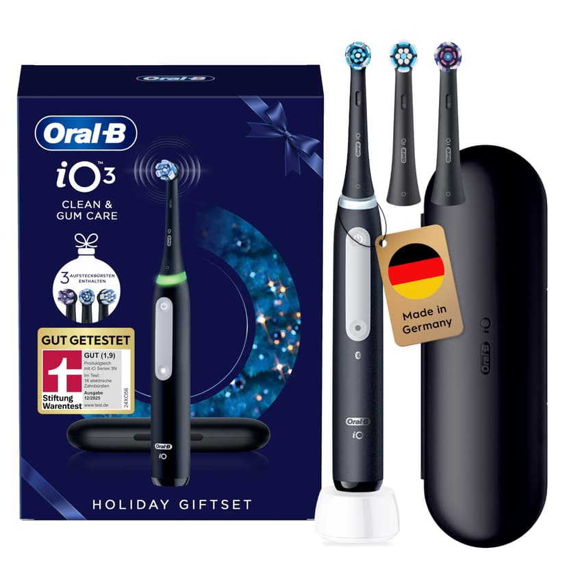 Oral-B iO Series 3 Electric Toothbrush, Includes 3 Brush Heads Travel Case, 3 Cleaning Modes for Dental Care, Electric Toothbrush, Designed by Brown, Black - 1