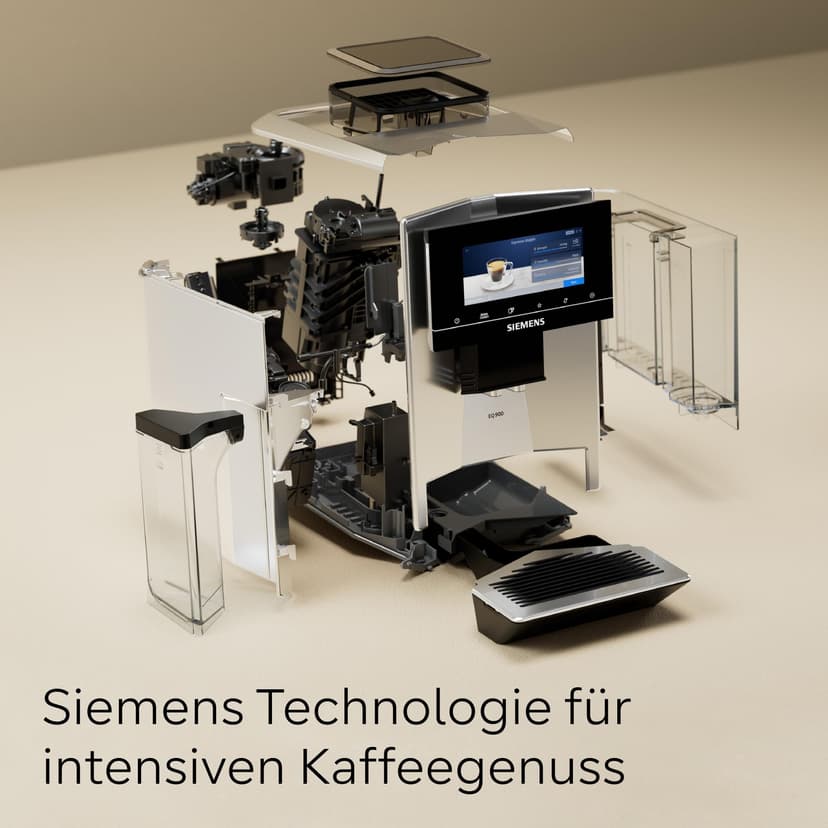 Siemens, machine à café automatique EQ900 TQ903D03, contrôle par l'application, écran tactile, mode barista, AromaBoost, réduction du bruit, broyeur premium, nettoyage à la vapeur, 1 500 W, inox - 8